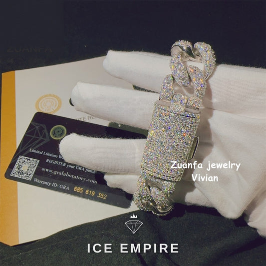 Iced Out 925 Silver Moissanite Cuban Chain