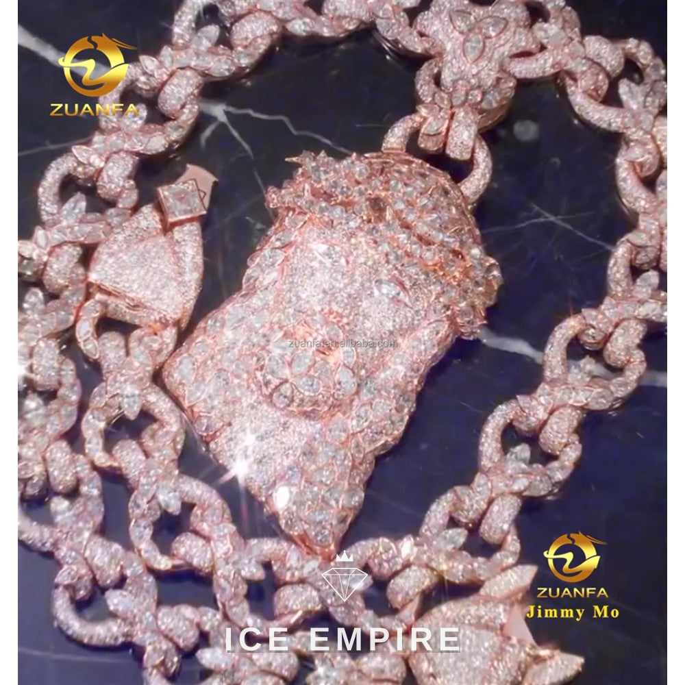 Iced Out Rose Gold Moissanite Pendant