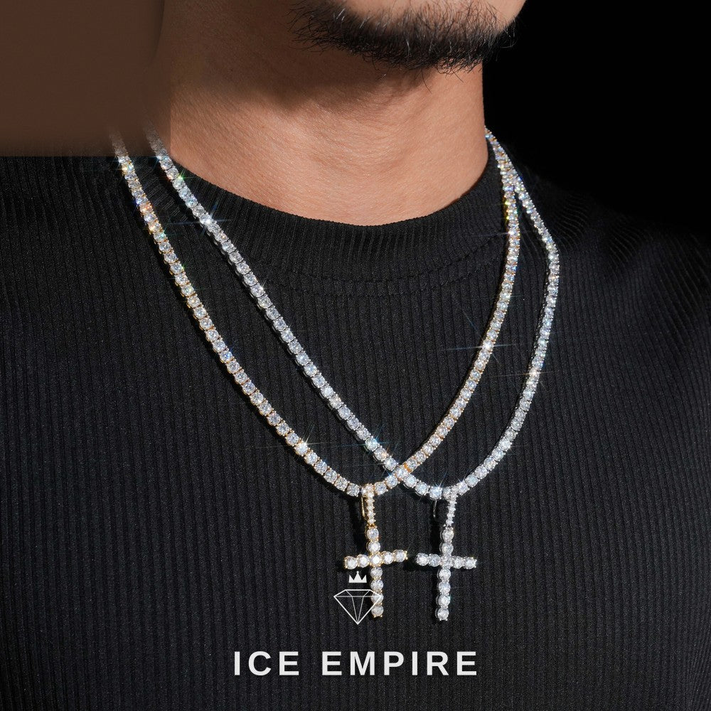 Iced Out Cross Rose Gold Plated Moissanite Pendant