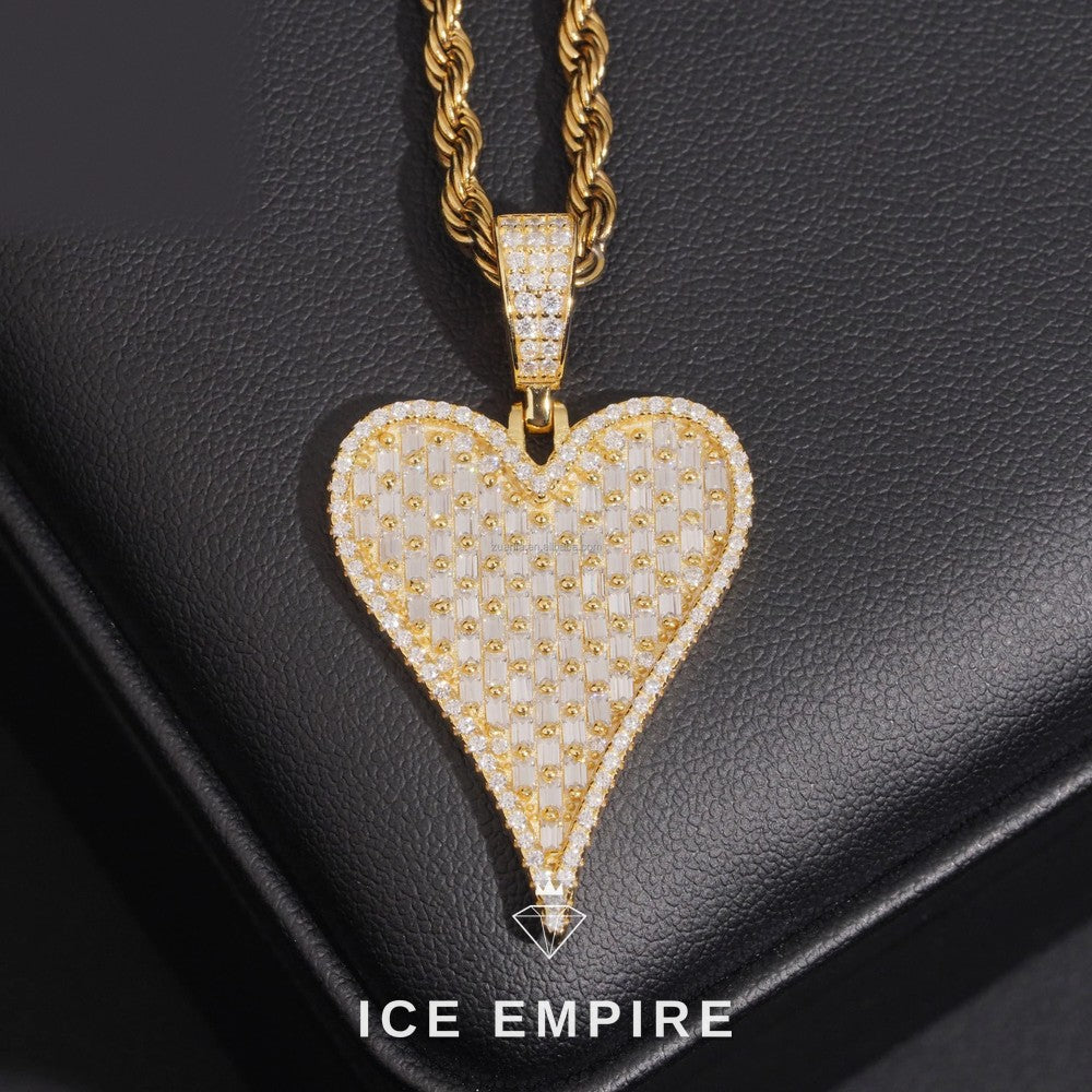 Iced Out Baguette Gold Plated Moissanite Pendant