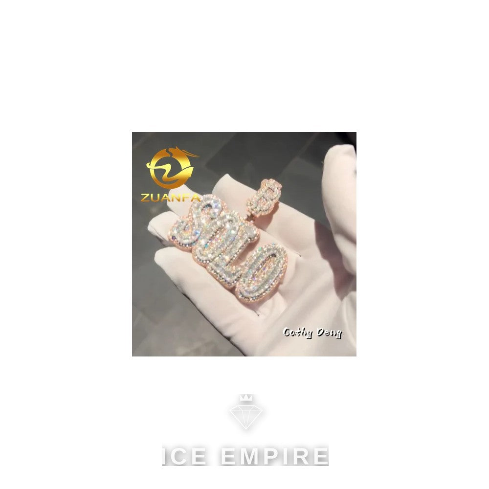 Iced Out Baguette Rose Gold Plated Moissanite Pendant
