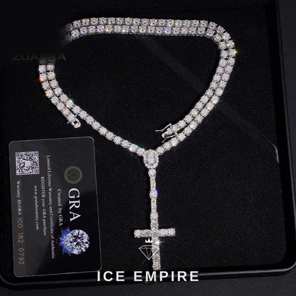 Iced Out Cross Gold Plated Moissanite Cuban Chain