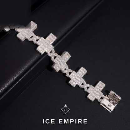 Iced Out Baguette Rose Gold Plated Moissanite Cuban Chain
