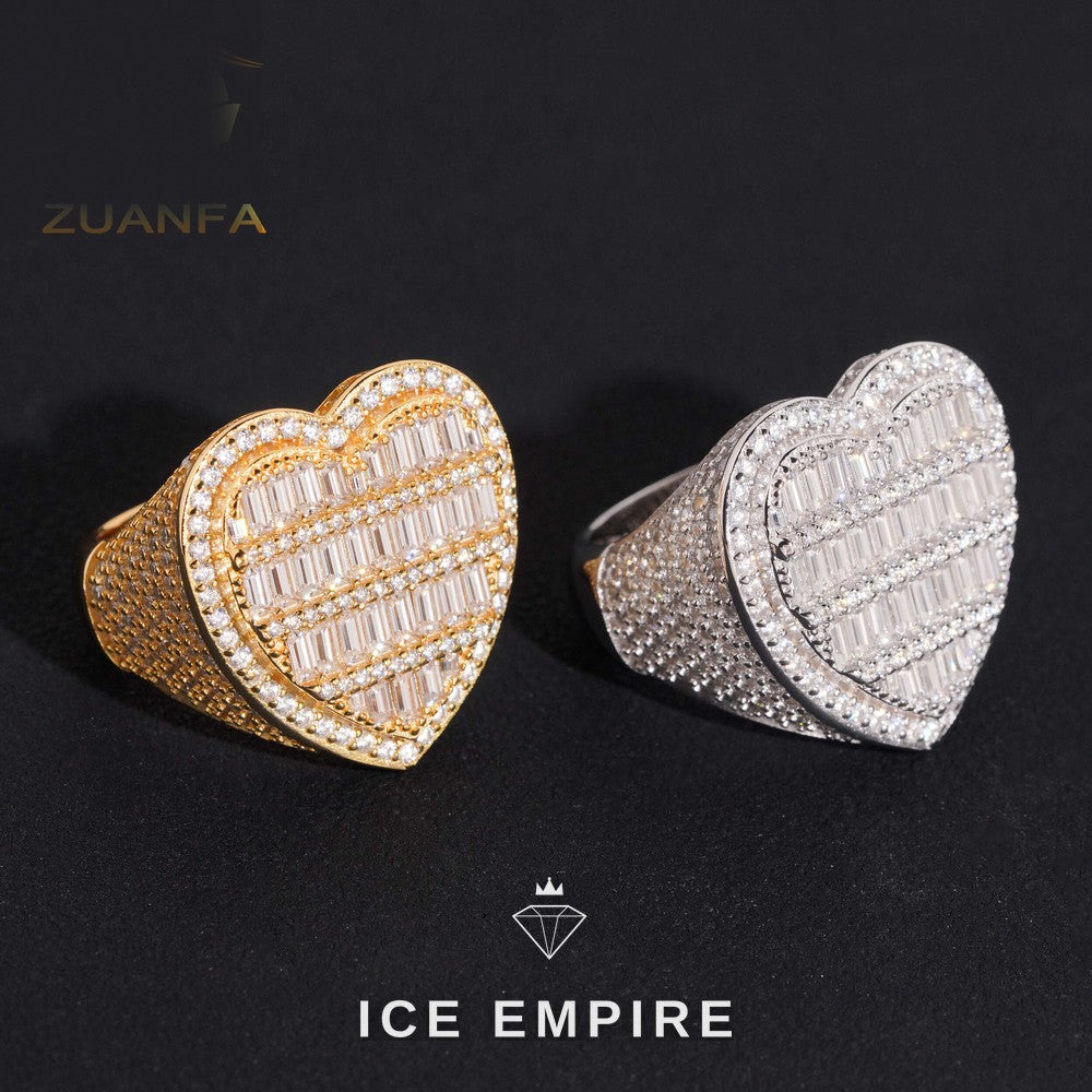 Iced Out Heart 925 Silver Moissanite Ring