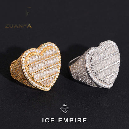 Iced Out Heart 925 Silver Moissanite Ring