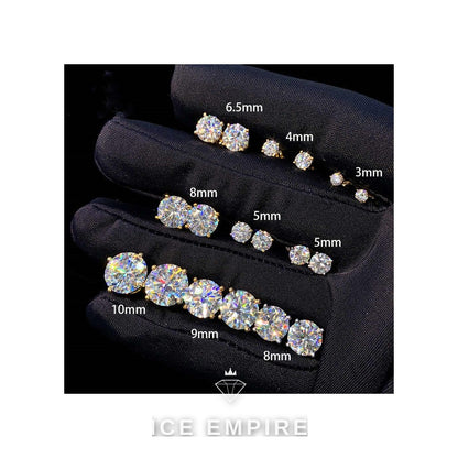 Iced Out 925 Silver Moissanite Stud Earrings