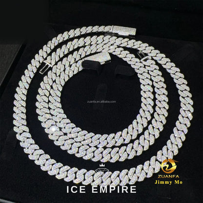 Iced Out 925 Silver Moissanite Cuban Chain