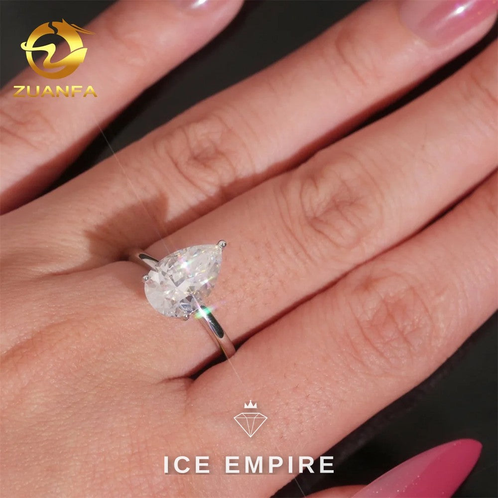 Iced Out 925 Silver Moissanite Engagement Ring