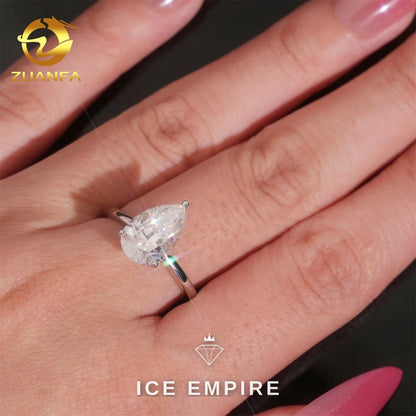 Iced Out 925 Silver Moissanite Engagement Ring