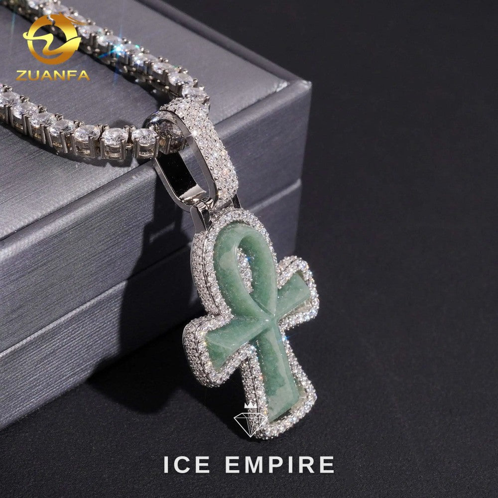 Iced Out Cross Rose Gold Plated Moissanite Pendant