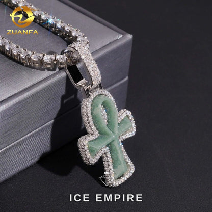 Iced Out Cross Rose Gold Plated Moissanite Pendant