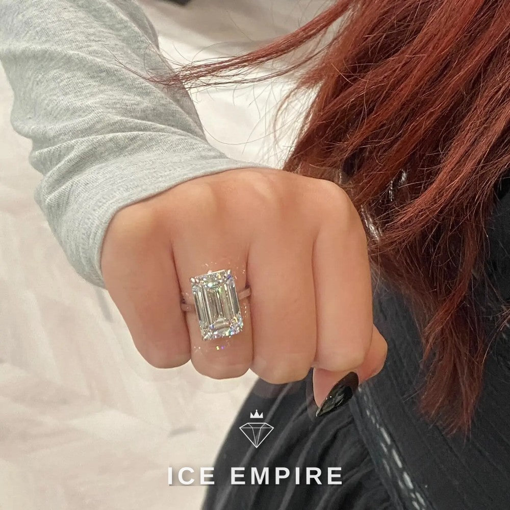 Iced Out 18K Gold Moissanite Engagement Ring