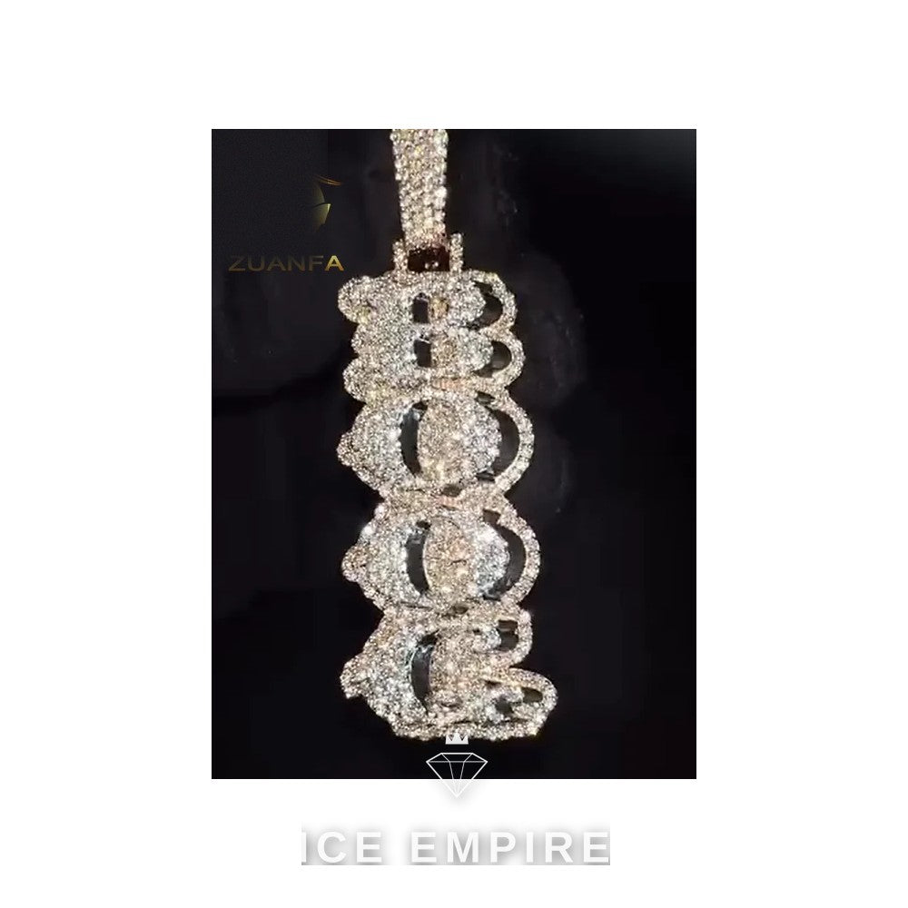 Iced Out Baguette Rose Gold Plated Moissanite Pendant
