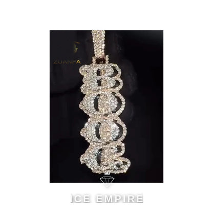 Iced Out Baguette Rose Gold Plated Moissanite Pendant