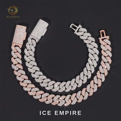 Iced Out Rose Gold Plated Moissanite Cuban Chain