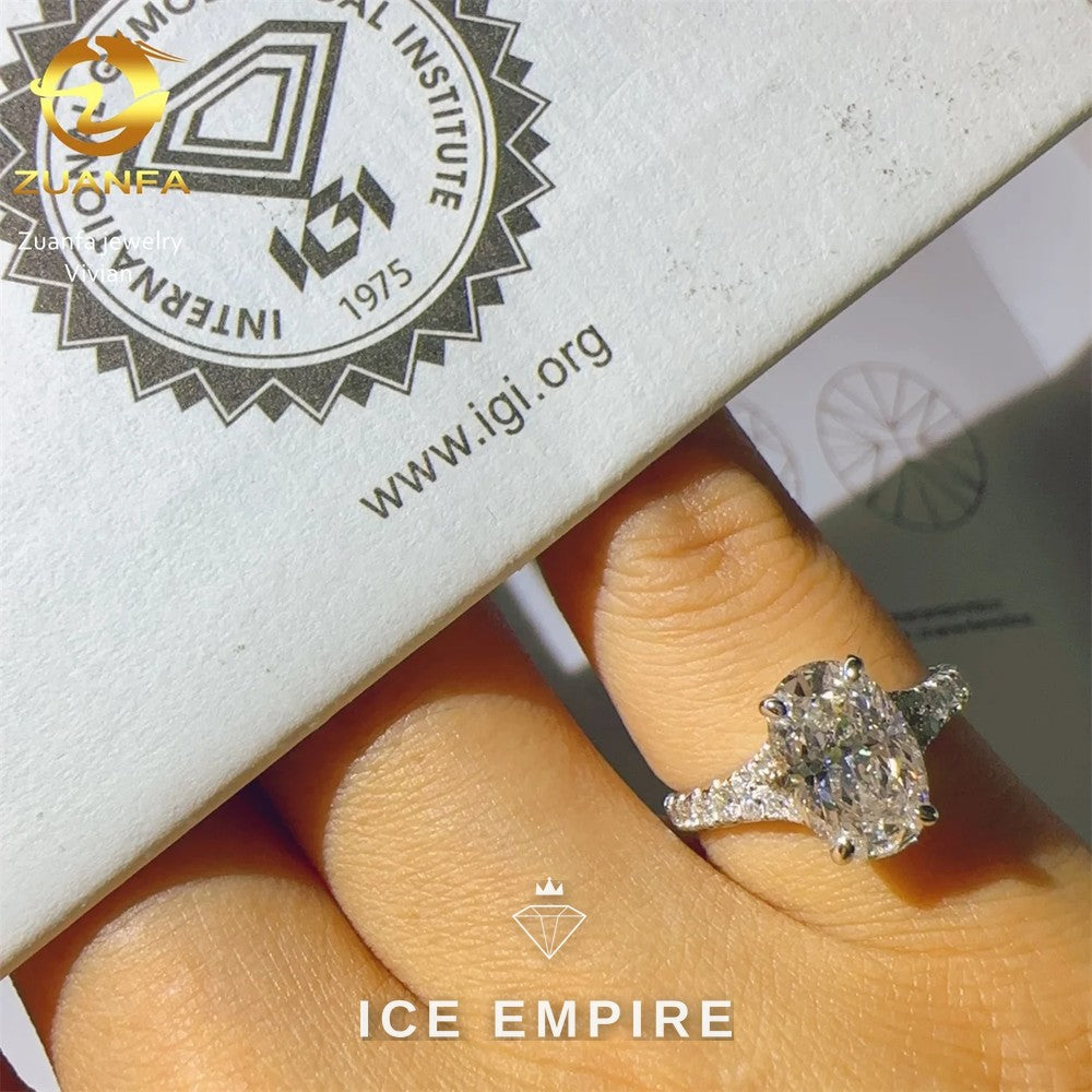Iced Out Cluster 18K Gold Lab Grown Diamond Engagement Ring