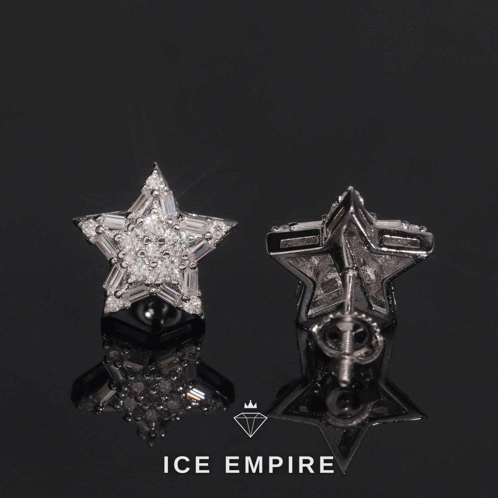 Iced Out Baguette Rose Gold Plated Moissanite Stud Earrings