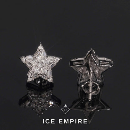 Iced Out Baguette Rose Gold Plated Moissanite Stud Earrings