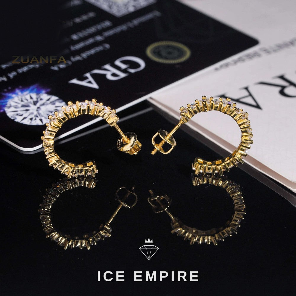 Iced Out 925 Silver Moissanite Hoop Earrings