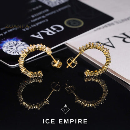 Iced Out 925 Silver Moissanite Hoop Earrings