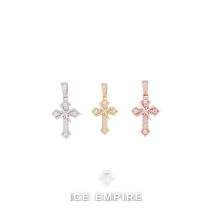 Iced Out Cross Rose Gold Plated Moissanite Pendant