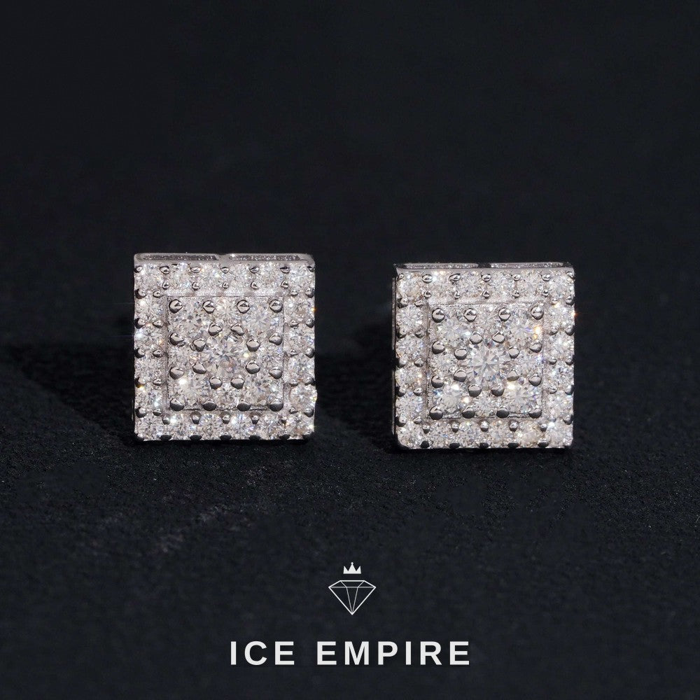 Iced Out Cluster 925 Silver Moissanite Stud Earrings