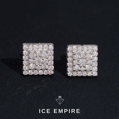 Iced Out Cluster 925 Silver Moissanite Stud Earrings