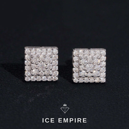 Iced Out Cluster 925 Silver Moissanite Stud Earrings