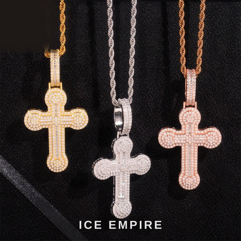 Iced Out Baguette 925 Silver Pendant