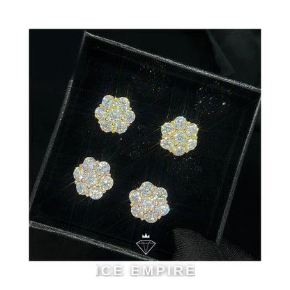 Iced Out 18K Gold Moissanite Stud Earrings