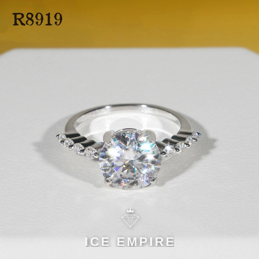 Iced Out 925 Silver Moissanite Engagement Ring