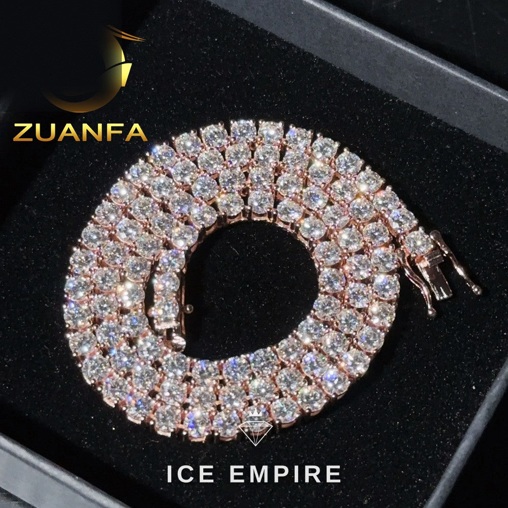 Iced Out Rose Gold Plated Moissanite Cuban Chain