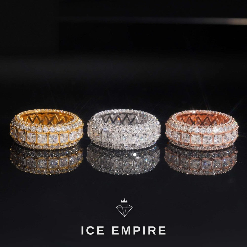 Iced Out 925 Silver Moissanite Engagement Ring