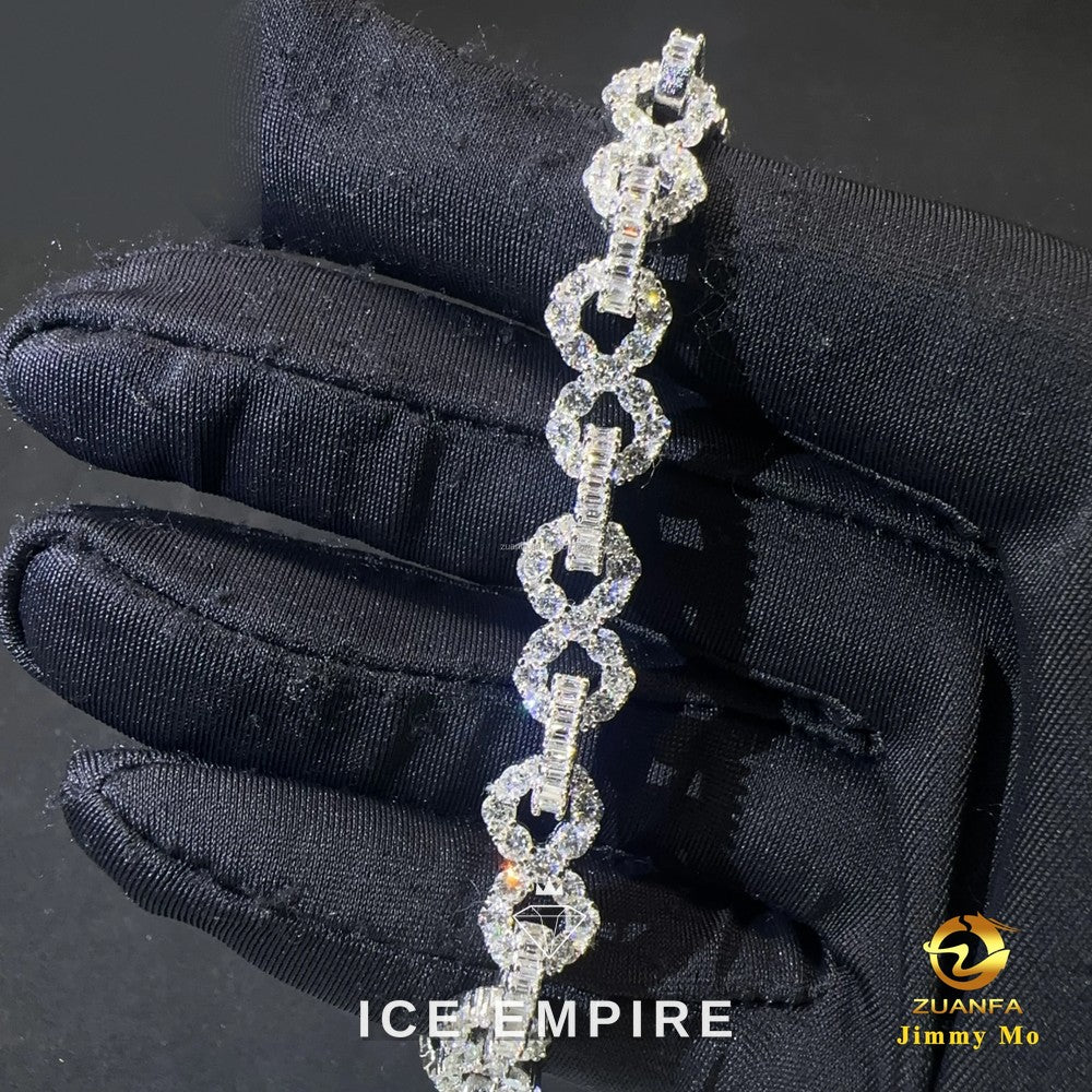 Iced Out Baguette Rose Gold Moissanite Cuban Chain