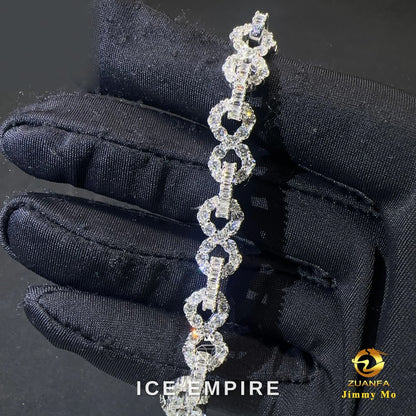 Iced Out Baguette Rose Gold Moissanite Cuban Chain