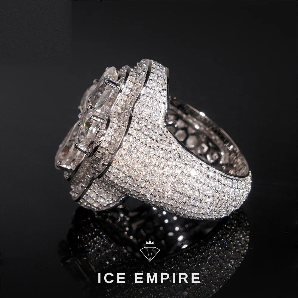 Iced Out Cross 925 Silver Moissanite Ring