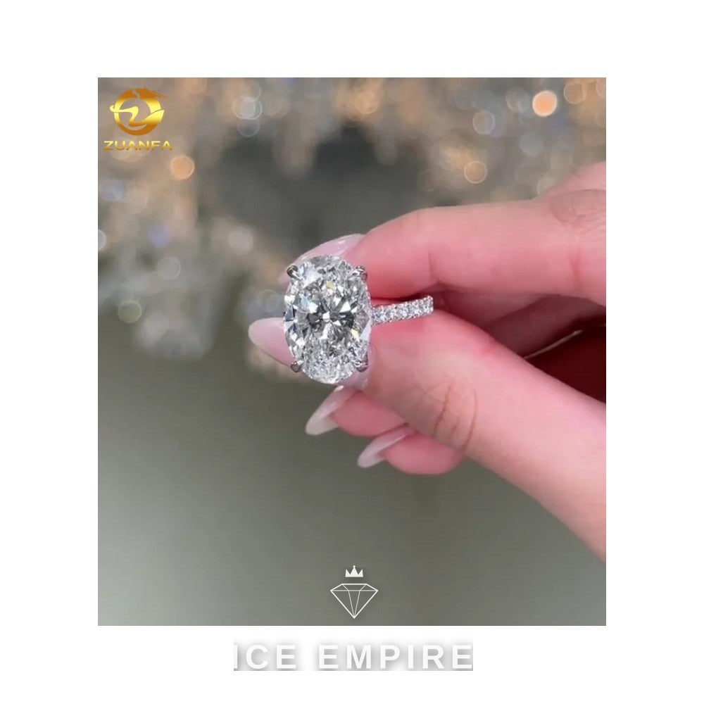 Iced Out 18K Gold Lab Grown Diamond Engagement Ring