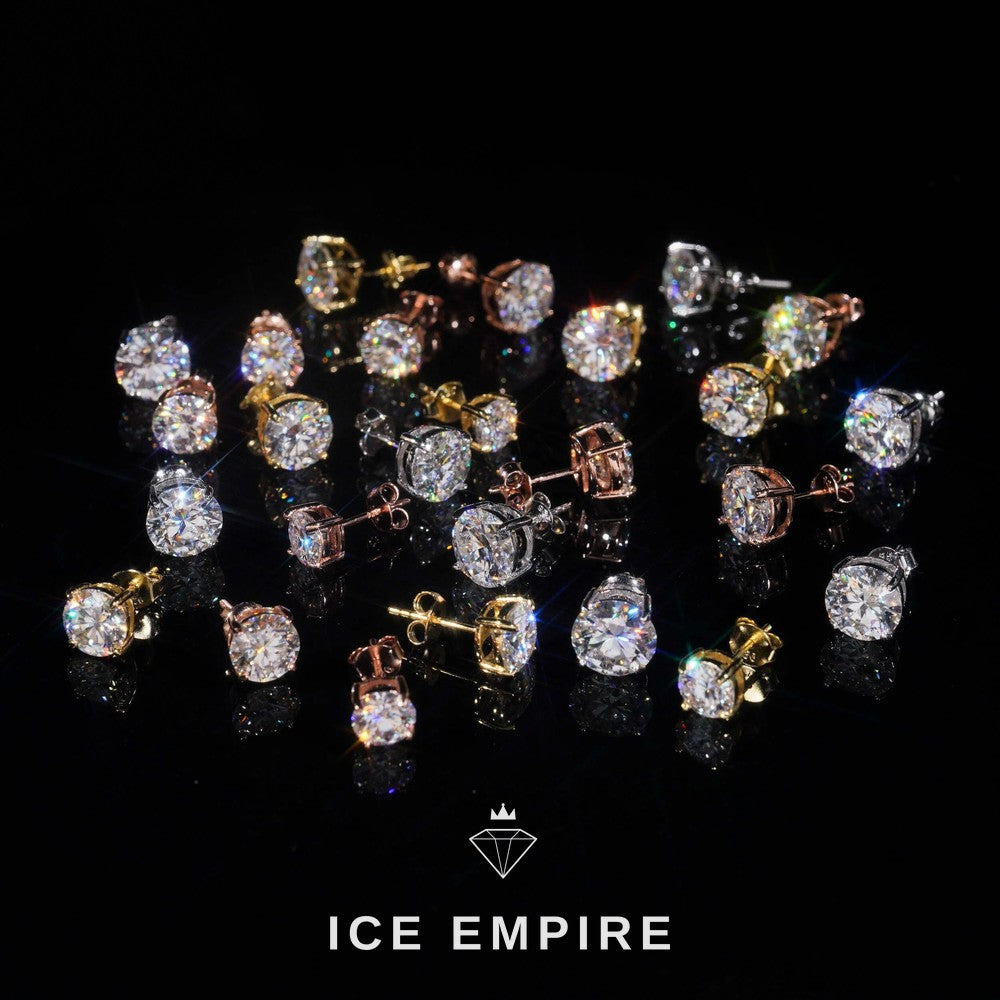Iced Out 925 Silver Moissanite Stud Earrings