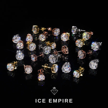 Iced Out 925 Silver Moissanite Stud Earrings