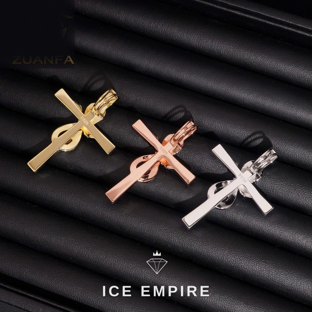 Iced Out Cross 925 Silver Pendant