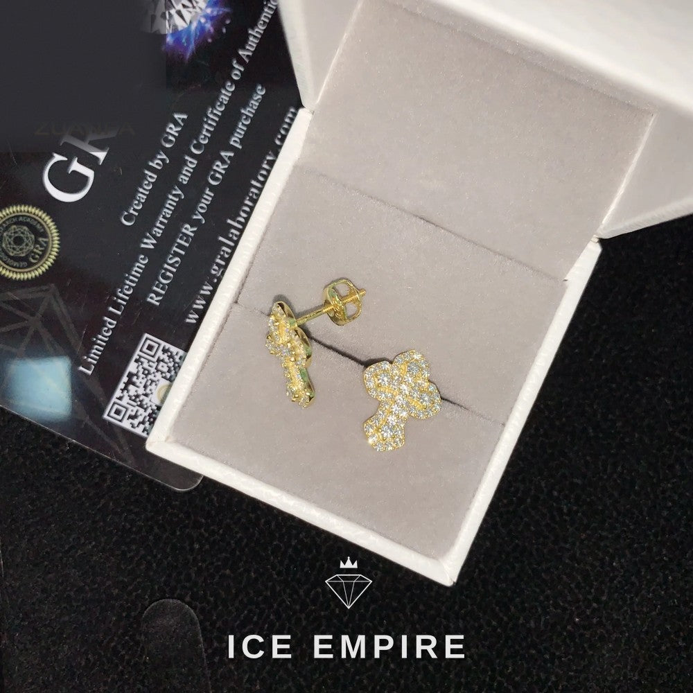 Iced Out Cross Gold Plated Moissanite Hoop Earrings
