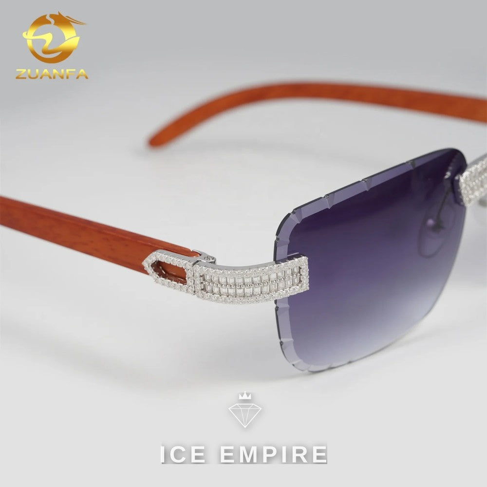 Iced Out Baguette 925 Silver Moissanite Glasses