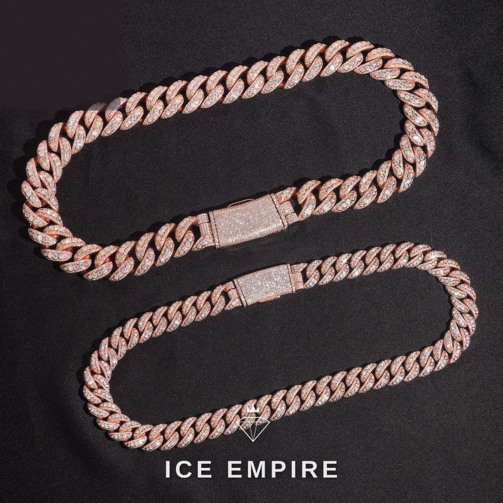 Iced Out Rose Gold Plated Moissanite Cuban Chain