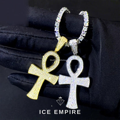 Iced Out Cross 925 Silver Pendant