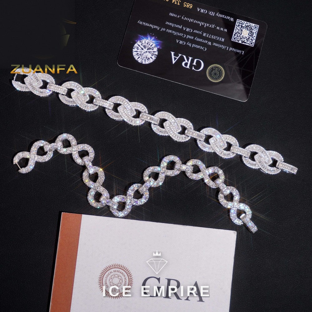 Iced Out 925 Silver Moissanite Cuban Chain