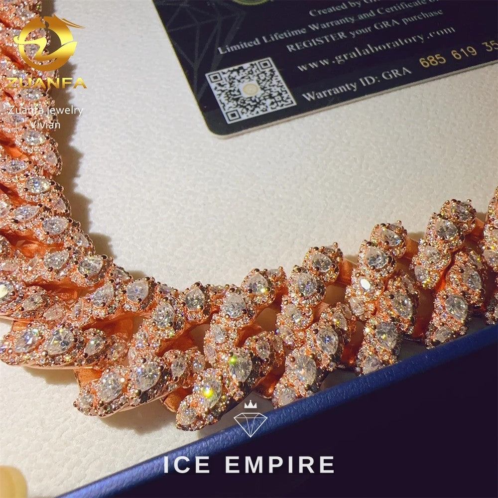 Iced Out Rose Gold Plated Moissanite Cuban Chain