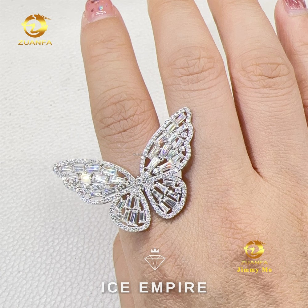 Iced Out Baguette 925 Silver Moissanite Ring