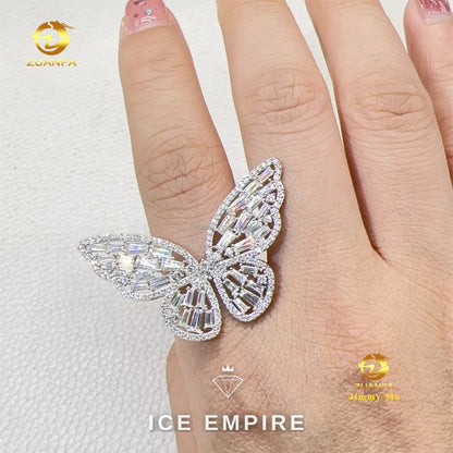 Iced Out Baguette 925 Silver Moissanite Ring
