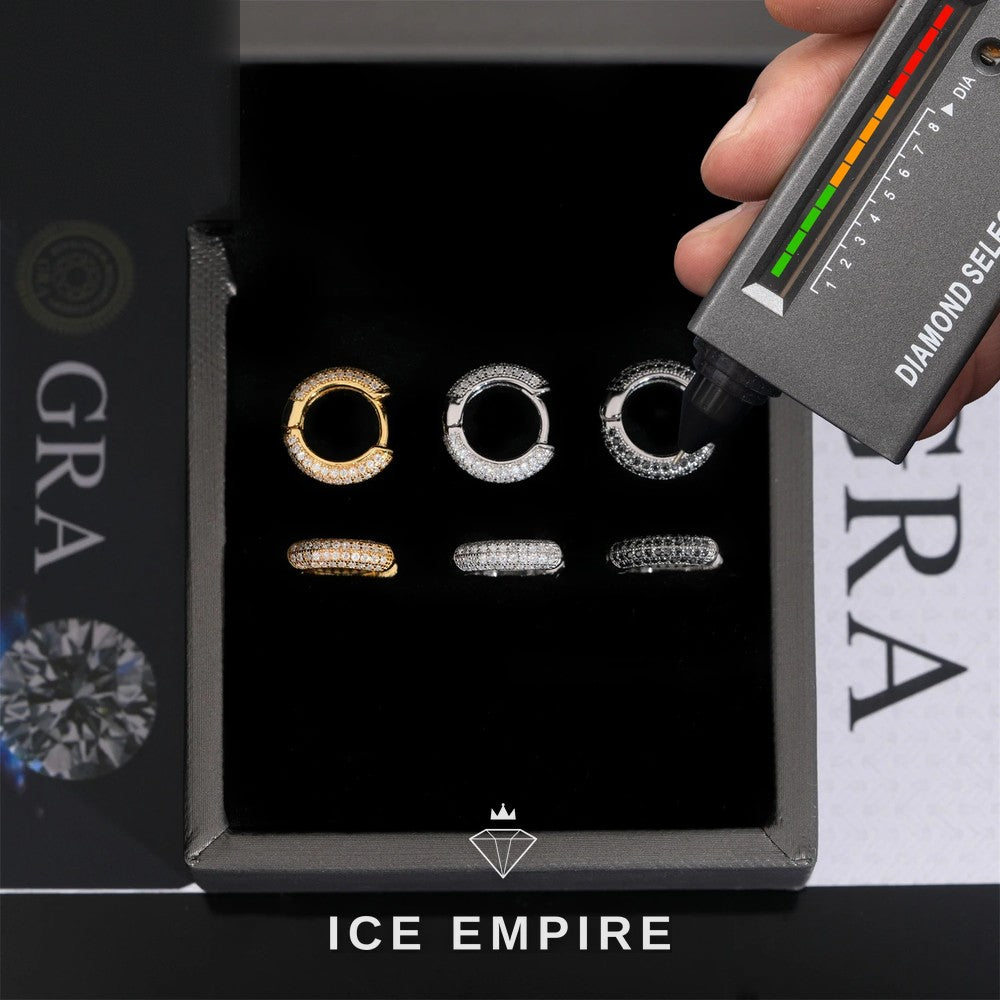 Iced Out 925 Silver Moissanite Hoop Earrings