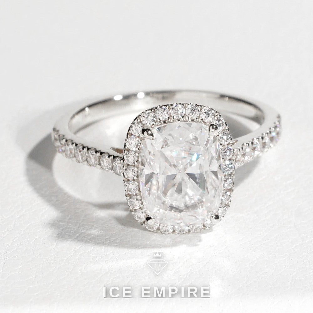 Iced Out 14K Gold Moissanite Engagement Ring